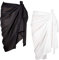 Chuangdi Damen-Sarong-Badeanzug, Chiffon, lang, Strand-Sarong-Wickel, Badeanzug, Schwarz und Weiß, 2 Stück, schwarz und weiß, Large
