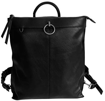 Moderner City Rucksack von Jennifer Jones - Damenrucksack Damentasche Woman's Bag (Farbauswahl) - präsentiert von ZMOKA® (Schwarz)