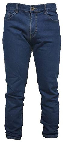 Jeans Uomo 5 Tasche Invernale Imbottito in Pile Caldo Foderato Elastico 46-60 Termico Chiaro a Vita Alta Denim (54 - Denim)
