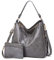 Lifetooler Handtaschen Set Gross Leder Schultertasche Umhängetasche Geldbörse Hobo Damen Taschen Set für Büro Schule Einkauf Reise eschenke für Frauen 2pcs(grau)