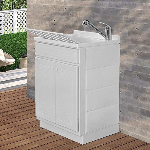 Inbagno Mobile lavatoio in Resina, ideale per esterni e interni, 45x50-50x50-45x60-60x50-60x60, COMPLETO di asse lavaggio e kit sifone + piletta (60x50)