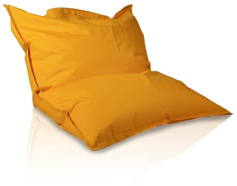 Bepouf - Pouf a Sacco, Cuscino Morbido in Poliestere con Imbottitura in Palline di Polistirolo, Poltrona a Sacco Adatta per Camera, Salotto e Esterni - Dimensione Piccola 140x100, Colore Giallo
