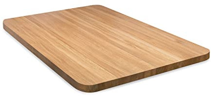 Rikmani Massivholzplatte Eiche Tischplatte Naturholz Esstisch Schreibtisch Arbeitsplatte Küche Eichenplatte Massiv Holzbrett Schreibtischplatte Holzplatte 120x80x3 cm hell (runde Ecke)