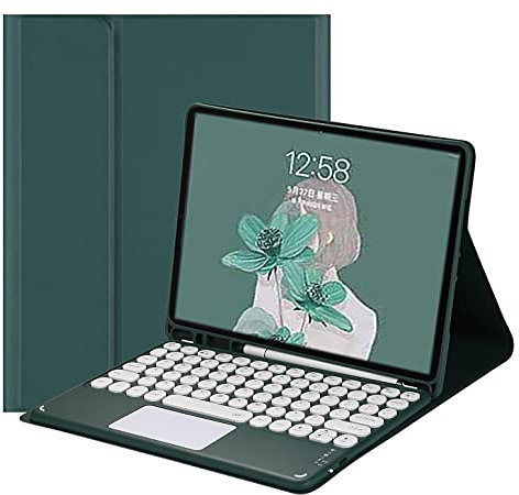 Touchpad Keyboard Case for iPad Air 11 inch (M3,M2)/ iPad Air 5th/4th Generation 10.9 inch Detachable Color Touch Keyboard Trackpad Cute Round Key (DarkGreen)