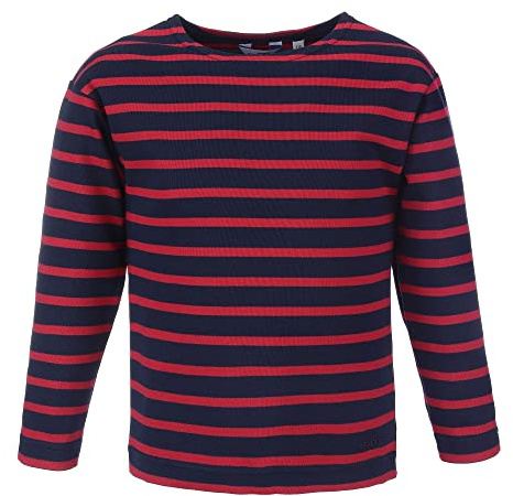 modAS Bretonisches Shirt für Kinder - Longsleeve Pullover Langarm Shirt mit Streifen Mädchen Jungen aus Baumwolle in Weiß/Blau Größe 152