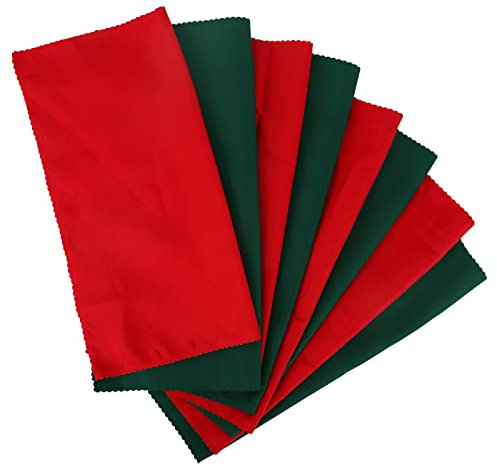 Weihnachts Stoffservietten 8 Stück Rot und Grün Wiederverwendbare Servietten Tischservietten für Abendessen Weihnachtsdekoration Esszimmer Dekoration für Zuhause Party Hotel, 48 cm