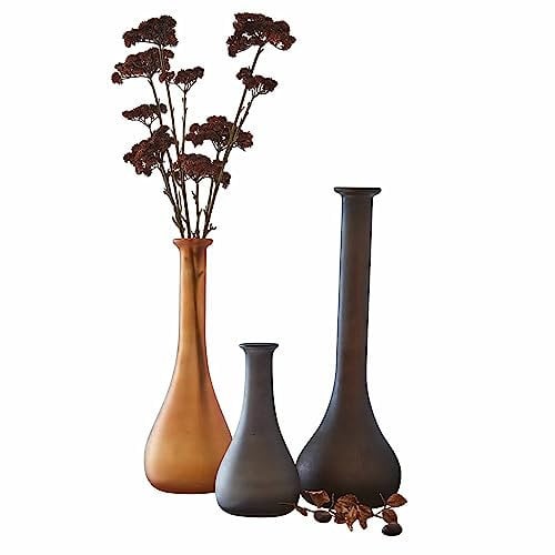 Loberon Vase 3er Set Brethon, unterschiedliche Größen, harmonisches Farbspiel, Milchglas mit rauer Oberfläche, Blumenvasen, Wohnaccessoires, Glas, bunt
