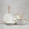 Vkoocy White Pots and Pans Set Non Stick, Ceramic Cookware Set with Granite Pattern Kitchen Cooking Sets Induction Pot and Pan w/Frying Pans, Saucepans, Casserole, Non-Toxic, PTFE/PFOA/PFOS-Free