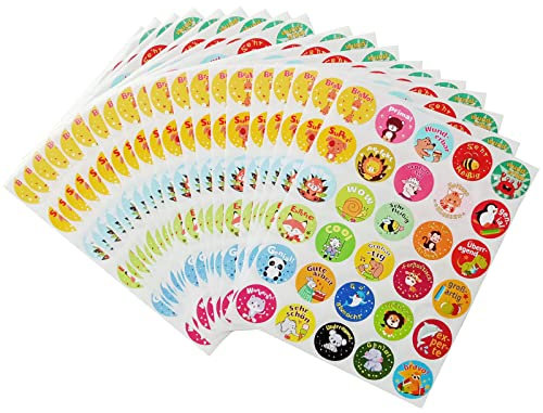 600 Stück Motivationsaufkleber Kinder Lehrer Belohnung Aufkleber Deutsch mit 30 Motive Belohnungsaufkleber Deutsch Lehrerbedarf Belohnungssticker Sticker Belobigung Schüler Reward Sticker Kinder