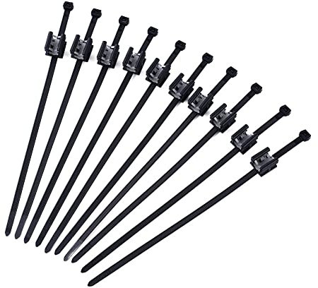 Feegow 10 Stück schwarze Kanten-Clips für Kabelbinder, Solar-Kabelclip, Polyamid, Reißverschluss