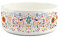 Mexican Floral Colourful Large Pet Food Bowl - Ceramic White & Multicolour Bright Food Water Dish For Dogs