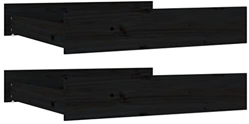 vidaXL Bettschubladen 2 Stk. Schwarz Massivholz Kiefer