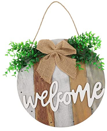 Abaodam 1 Set House Number Door Sign Hanging Decor Front Door Hanger Outdoor Wedding Decor Welcome Wooden Ornament Spring Door Wreath Welcome Plaque Wooden Welcome Sign Rural Signage