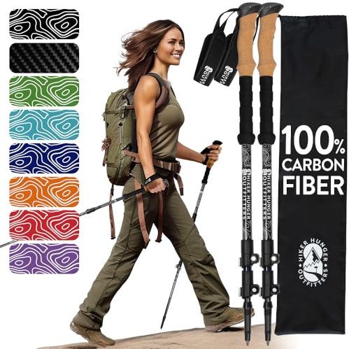 Hiker Hunger Wanderstöcke aus Kohlefaser, faltbar, Nordic Walking Stöcke für Damen, leicht und faltbar, Wanderstöcke für ältere Menschen, Farbe