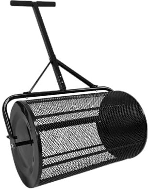 LARS360 Spargitore per compost, 65 x 40 cm, spargitore per muschio di torba, spandiconcime con manico in spugna, spargitore da giardino per prato e giardino (nero)