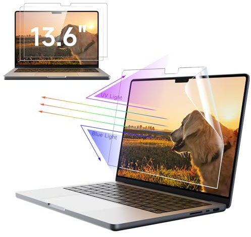 IPROKKO 2 Pack Anti Blue Light Screen Protector for MacBook Air 13.6 Inch 2022 (M2, A2681), Anti Glare Matte Light UV Blocker Eye Protective Film Compatible with 13.6In Mac Laptop
