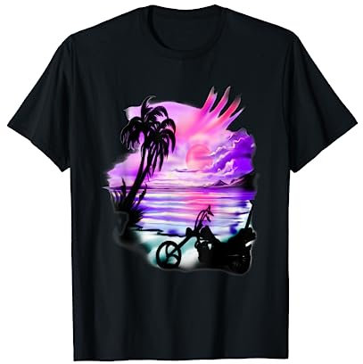 Airbrush Tropical island shirt, Motorcycle, Chopper vintage T-Shirt