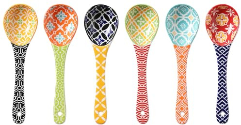Metahom Ceramic Small Serving Spoons, Colorful Soup Spoon Set of 6