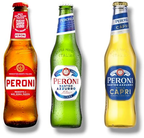 Peroni Mix - Je 4 x Nastro Azzurro & Prodotta a Bari & Stil Capri - Italiens beliebte Biere 330ml (12 Flaschen)