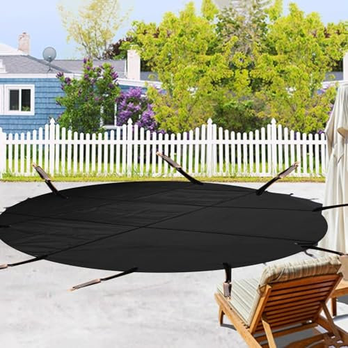 Solarplane Poolabdeckung Runde Winter-Poolabdeckung, schwarz, Schutzabdeckung for oberirdische Pools, ovale, schneesichere, staubdichte, laubfeste Poolschutzmatte, 3 9 15 20 23 29 30 Fuß ( Color : Bla