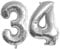 Guoguonb 40 Zoll Zahl 34. Geburtstag Deko Riesen Aufblasbar Helium Folienballon Nummer 34 Luftballons Personalisiertes Design Ballon für Gedenktag Geburtstag Dekoration (Silber)
