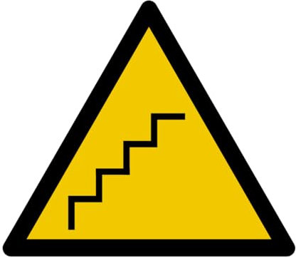 W190 - Gefahr Treppen - Warnschild - Maße wählbar - Norm ISO 7010