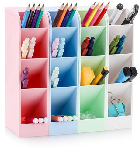 JIANTA 4 Pack Pen Holder Organiser, Desk Pen Holder, Pencil Storage Box, Brush Pots Container, Desk Tidy Organiser, Pens Holder for Home, Office and School Supplies