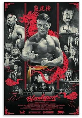 EVMILA Bloodsport Filmposter, dekoratives Gemälde, Leinwand, Wandposter und Kunstdruck, modernes Familienschlafzimmer-Dekor-Poster, 20 x 30 cm