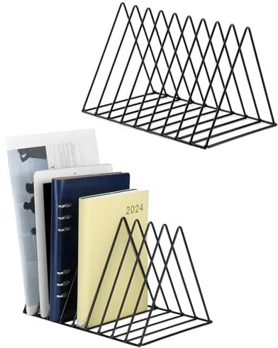 QWORK® 2 pezzi porta vinili triangolari, porta libro, 9 slot, portariviste, per riviste, libri, album fotografici