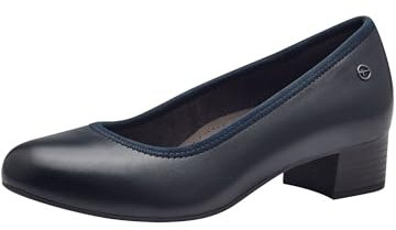 Tamaris Comfort Damen Pumps aus Leder Kleiner Absatz, Blau (Navy), 38 EU