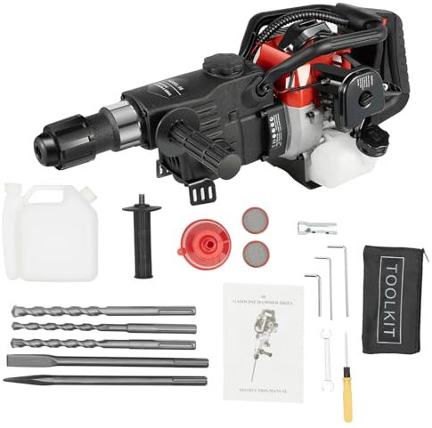 schlagbohrmaschine, 2 Stroke Gasoline Jack Hammer Drill, 32.7CC Concrete Breaker Demolition Machine1200W für Elektriker und Tischler geeignet
