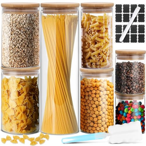 Cisivis 2 tarros de cristal con tapa, 2,1 l, juego de 7 tarros de cristal con tapa, 2100 ml × 1,1000 ml × 2,630 ml × 2, 430 ml × 2