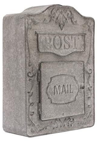 Vintage Briefkasten, Wandbriefkasten mit Breitem Briefschlitz, Außen Antiker Mailbox, Retro Metall Grau Wand Montiert Schmücken, 26x9.5x34cm