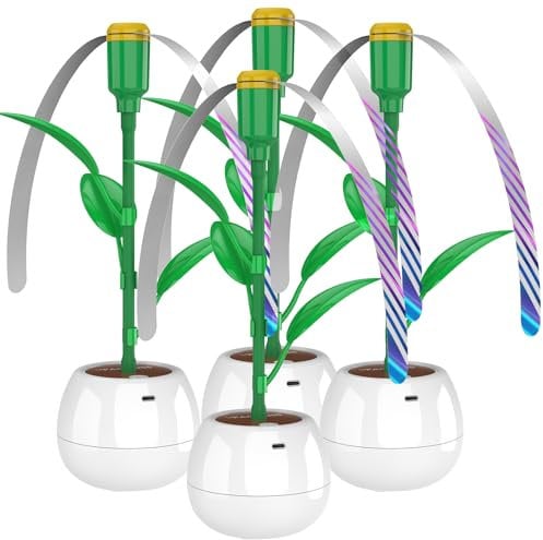 FANDLISS Fliegenwedler, 4er Set Apfelform Fliegenvertreiber, USB C-Fliegenventilatoren mit Schalter, Flexiblen Tisches Dekorieren, Vertreiben Fliegen, Mücken und Wespe im Außenbereich, Weiß