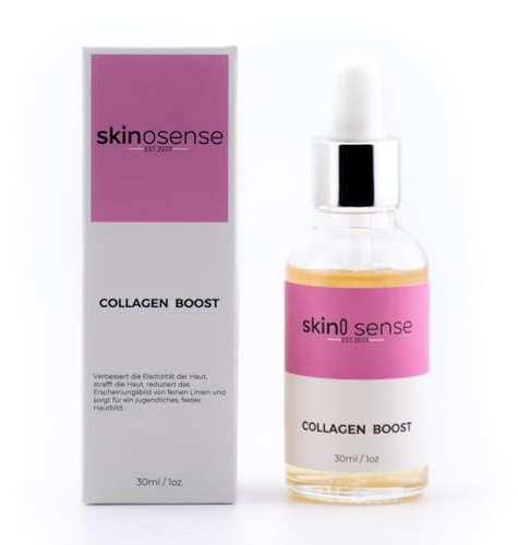 Skinosense® Collagen Booster Anti-Aging 30ml | Gesichtsserum – Hyaluronsäure, Matrixyl 3000, Niacinamid, Vit. C & E, 3 Ceramide – Vegan