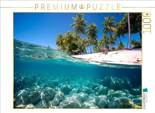 CALVENDO Puzzle Einsame Insel - Unterwasser mit Palmen | 1000 Teile Lege-Größe 64 x 48 cm Foto-Puzzle für glückliche Stunden