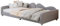 Bett 90x200 cm, Schlafsofa, Polsterbett mit Lattenrost, mit Armlehnen, mit Teddystoff Bezug, für Kinder und Jugendliche (Grau)