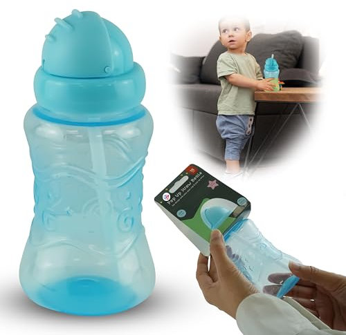 300ml BPA Free Baby Feeding Bottle | Blue Color Toddler Cup with Straw | Leakproof Baby Drinking Bottle, Sippy Cups Beakers for Toddlers 12+ Months