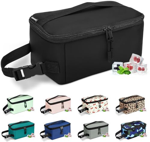 Cerbonny Small Cooler Bag Freezable Lunch Bag, Small Lunch Bag Insulated with Ice Pack, Mini Cooler Bag for Work School Trip,Fit for 3+,(Black)