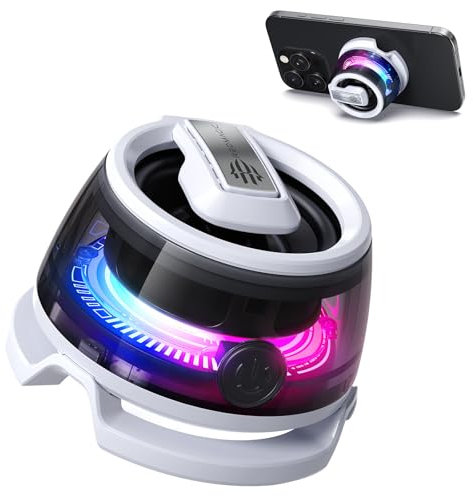 nubia Mini Magnetic Bluetooth Speaker, Phone Stand with Wireless Portable Small Speaker, BT 5.3, RGB Light, Game/Music Mode for Golf Cart, Travel, Shower, Outdoors or Metal Surface