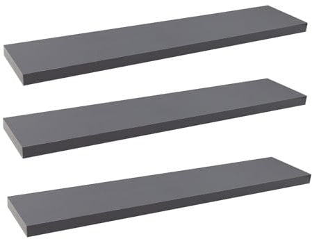 WOLTU Wandregal Wandboard Bücherregal Regale für Deko Wandablagen aus MDF Holz, 3er Set Hängeregal Grau