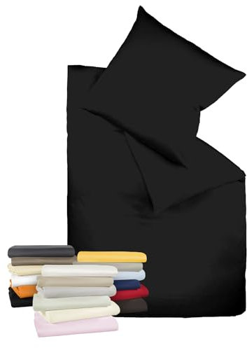 liebling Bettwäsche Interlock Jersey 155 x 220 cm, Farbe schwarz, Bettbezug aus 100% Baumwolle, edler Glanz, waschbar 60 Grad, Ökotex 100