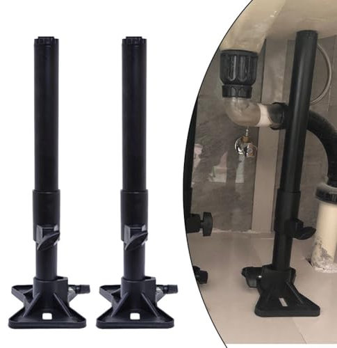 Eawfgtuw 2 soportes negros para fregadero de cocina, soporte de fregadero para soporte de acero inoxidable, patas de fregadero, kit de reparación de fregadero sin taladro para cocina, lavabo de baño
