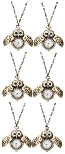 LIFKOME 6 STK Eule Taschenuhr Eulen-taschenuhr-anhänger Eulen-Bronze-taschenuhr-anhänger Kleine Taschenuhr Steampunk-Uhr Taschenuhr Mit Tiermotiv Retro-hängeuhren Eulenuhr Legierung