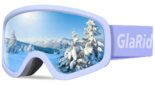 GlaRid Skibrille für Kinder, Snowboard Brille für Kinder, Ski Goggles Kinder Schneebrille Anti-Fog 100% UV400 Schutz (Lila)