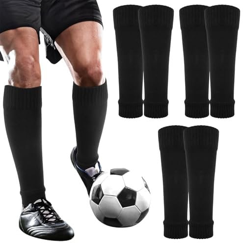 3 Pairs of Football Sock Sleeves Black Compression Sleeves for Training, Running, and Team Sports Sock Sleeve Football for Football Running or Training Beginner