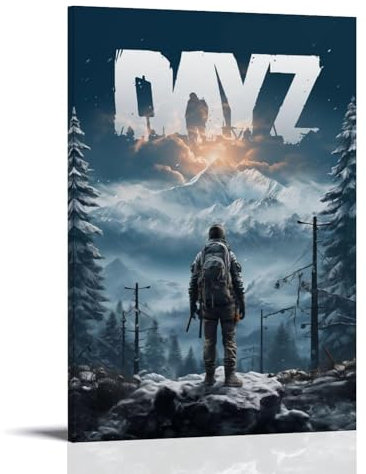 Lustiges Multiplayer-Poster DayZ Survival Vintage-Videospiel-Poster, Druck für Schlafzimmer, Leinwand, Wandkunst, ästhetisch, dekorativ, 50 x 75 cm, Rahmenstil