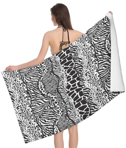 Mikrofaser Strandtuch Zebra Streifen Groß 100x200 cm, 3D Cartoons Badetuch für Erwachsene Weiches Leicht Handtuch Schnelltrocknend Sandfreies Strandhandtuch