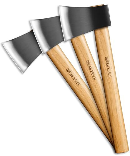 Dream Reach 3PCS Hochwertige Wikinger Knappheit Axt Handgeschmiedet Outdoor Survival Axt mit Leder Holster Carbonisierte Holzgriff für Camping und Wandern