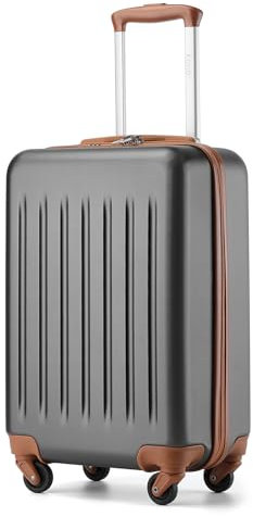 KONO Hartschale Koffer Trolley Rollkoffer Handgepäck Koffer Zwillingsrollen ABS Handgepäck Bordgepäck 4 Rollen, 55cm 20 Zoll(Grau/Braun)
